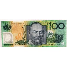 AUSTRALIA 1996 . ONE HUNDRED 100 DOLLARS BANKNOTE . EVANS/FRASER . FIRST PREFIX AN96